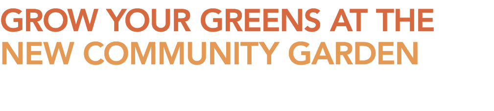 GROW YOUR GREENS AT THE NEW COMMUNITY GARDEN